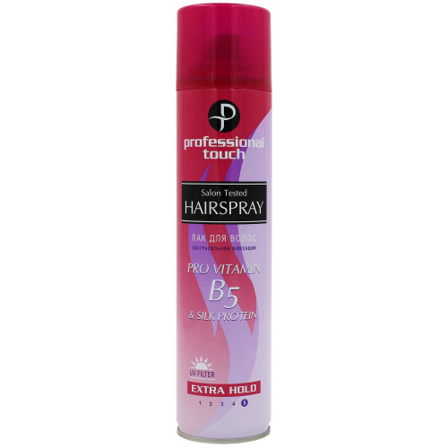 Лак для волос Professional Touch В5 Silk Protein Экстрасильная фиксация, 265 мл Лак для волос Professional Touch В5 Silk Protein Экстрасильная фиксация, 265 мл