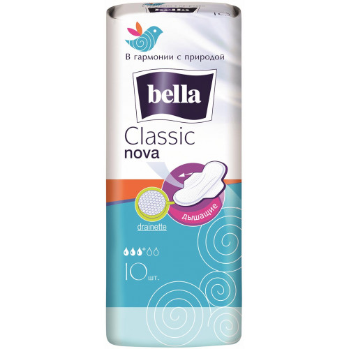 Гигиенические прокладки Bella (Белла) Classic Nova, 3+ капли, 10 шт Гигиенические прокладки Bella (Белла) Classic Nova, 3+ капли, 10 шт