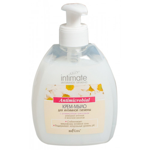 Крем-мыло для интимной гигиены Bielita Intimate Antimicrobial (Белита) с антимикробным триклозаном, 300 мл Крем-мыло для интимной гигиены Bielita Intimate Antimicrobial (Белита) с антимикробным триклозаном, 300 мл