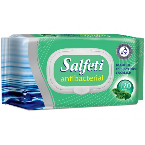 Салфетки влажные Salfeti (Салфети) Антибактериальные, с клапаном, 120 шт Салфетки влажные Salfeti (Салфети) Антибактериальные, с клапаном, 120 шт