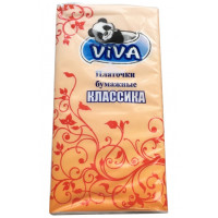 Платочки бумажные Viva (Вива) Классические, 2-слойные, 10 уп из 10 платочков