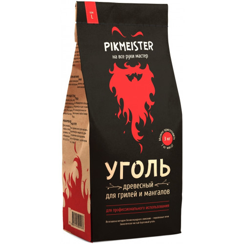 Уголь древесный Pikmeister, мешок, 20 л (3 кг) Уголь древесный Pikmeister, мешок, 20 л (3 кг)