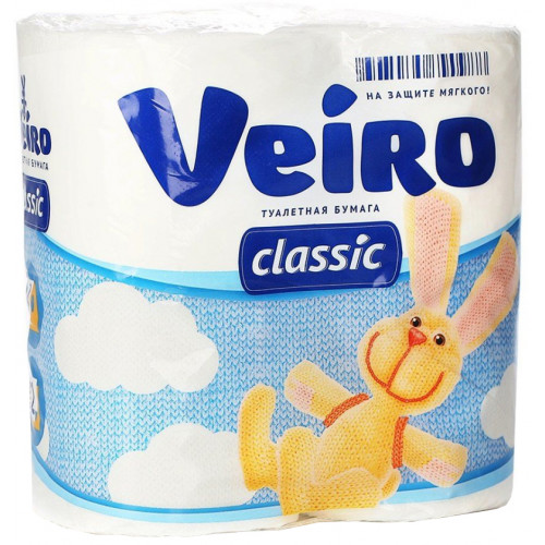 Туалетная бумага Veiro (Вейро) Classic, 2-х слойная, цвет белый, 4 шт Туалетная бумага Veiro (Вейро) Classic, 2-х слойная, цвет белый, 4 шт