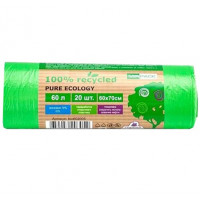 Мешки для мусора ПНД MirPack (МирПак) Pure Ecology Био, зеленые, 60х70 см, 60 л, 12 мкм, 20 шт Мешки для мусора ПНД MirPack (МирПак) Pure Ecology Био, зеленые, 60х70 см, 60 л, 12 мкм, 20 шт