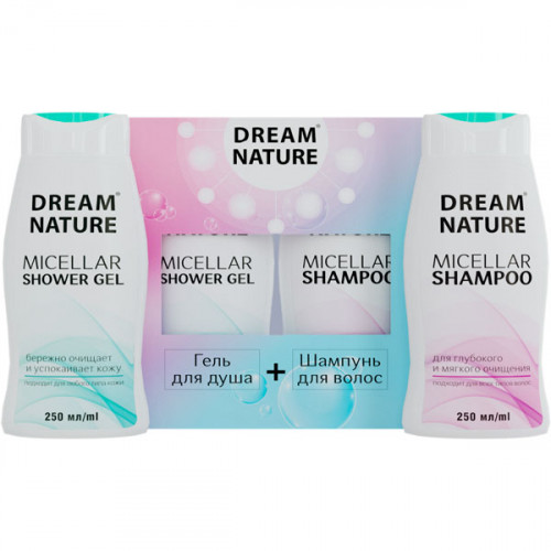 Подарочный набор для женщин Dream Nature (мицеллярный шампунь и гель для душа) Подарочный набор для женщин Dream Nature (мицеллярный шампунь и гель для душа)
