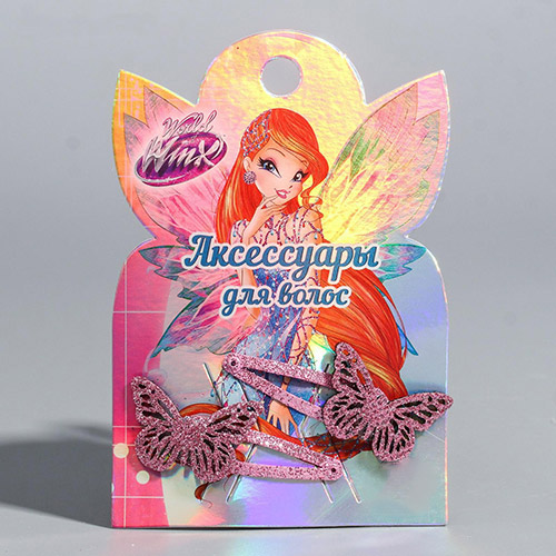 Набор зажимов для волос Winx (Феи Винкс), бабочки, 2 шт Набор зажимов для волос Winx (Феи Винкс), бабочки, 2 шт