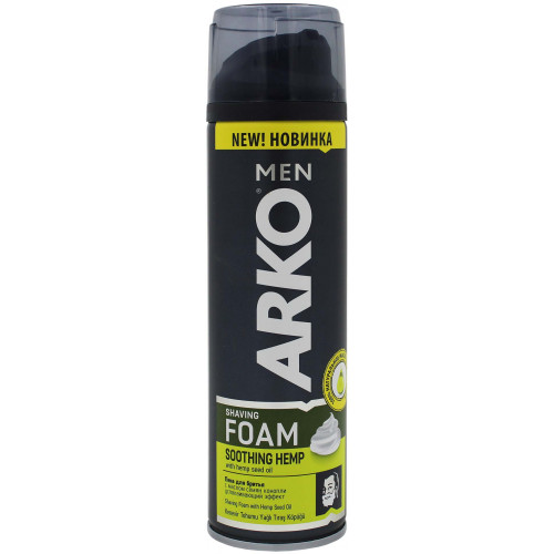 Пена для бритья Arko (Арко) Soothing Hemp, 200 мл Пена для бритья Arko (Арко) Soothing Hemp, 200 мл