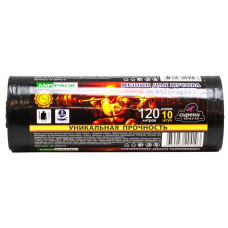 Мешки для мусора ПВД MirPack (МирПак) Силачи, чёрные, 120 л, 30 мкм, 10 шт
