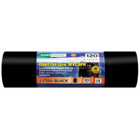 Мешки для мусора ПВД MirPack (МирПак) Экстра, чёрные, 120 л, 50 мкм, 10 шт Мешки для мусора ПВД MirPack (МирПак) Экстра, чёрные, 120 л, 50 мкм, 10 шт