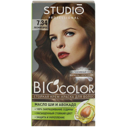 Крем-краска для волос Studio (Студио) Professional BIOcolor, тон 7.34 - Лесной орех Крем-краска для волос Studio (Студио) Professional BIOcolor, тон 7.34 - Лесной орех