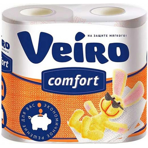 Туалетная бумага Veiro (Вейро) Comfort, цвет белый, 2-х слойная, 4 шт Туалетная бумага Veiro (Вейро) Comfort, цвет белый, 2-х слойная, 4 шт