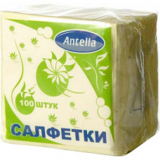 Cалфетки бумажные Antella (Антелла), 1-слойные, цвет жёлтый, 24х24 см, 100 шт