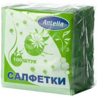 Салфетки бумажные Antella (Антелла), 1-слойные, цвет зелёный, 24х24 см, 100 шт Салфетки бумажные Antella (Антелла), 1-слойные, цвет зелёный, 24х24 см, 100 шт