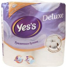 Туалетная бумага YES'S Deluxe, цвет белый, 3-слойная, 4 рулона, 18 м Туалетная бумага YES'S Deluxe, цвет белый, 3-слойная, 4 рулона, 18 м