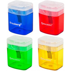 Точилка прямоугольная Brauberg (Брауберг) OfficeBox, с контейнером и крышкой, прямоугольная, цвет ассорти, в упаковке с подвесом Точилка прямоугольная Brauberg (Брауберг) OfficeBox, с контейнером и крышкой, прямоугольная, цвет ассорти, в упаковке с подвесом