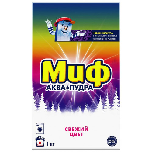 Стиральный порошок автомат Миф Color Аквапудра Свежий цвет 3 в 1, 1 кг Стиральный порошок автомат Миф Color Аквапудра Свежий цвет 3 в 1, 1 кг