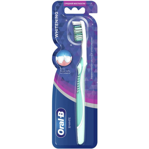Зубная щетка Oral-B (Орал-Би) 3-D White Whitening, средняя жесткость 40, 1 шт Зубная щетка Oral-B (Орал-Би) 3-D White Whitening, средняя жесткость 40, 1 шт