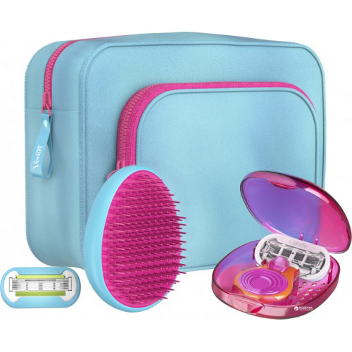 Подарочный набор Gillette (Джилет) Venus Snap Embrace: компактная бритва + 2 сменные кассеты + косметичка + расческа Подарочный набор Gillette (Джилет) Venus Snap Embrace: компактная бритва + 2 сменные кассеты + косметичка + расческа