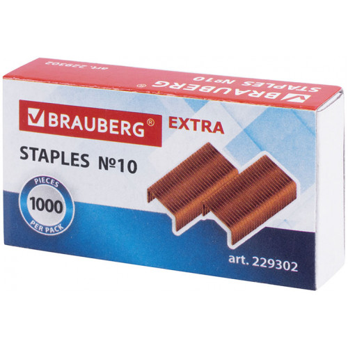 Скобы для степлера Brauberg (Брауберг) Extra №10, медное покрытие, в упаковке 1000 шт Скобы для степлера Brauberg (Брауберг) Extra №10, медное покрытие, в упаковке 1000 шт