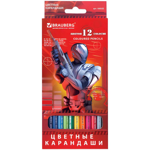 Карандаши цветные Brauberg (Брауберг) Star Patrol, заточенные, картонная упаковка, 12 цветов Карандаши цветные Brauberg (Брауберг) Star Patrol, заточенные, картонная упаковка, 12 цветов