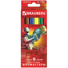 Фломастеры Brauberg (Брауберг) Star Patrol, вентилируемый колпачок, картонная упаковка, 6 цветов Фломастеры Brauberg (Брауберг) Star Patrol, вентилируемый колпачок, картонная упаковка, 6 цветов
