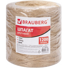 Шпагат джутовый банковский полированный Brauberg (Брауберг), диаметр 1,8 мм, 1200 текс, 1200 м