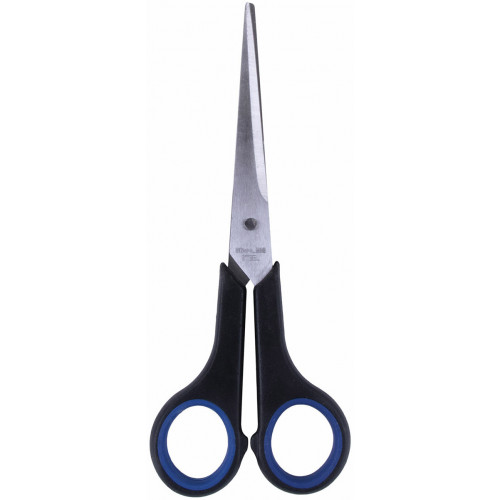 Ножницы Brauberg (Брауберг) Soft Grip, цвет черно-синий, резиновые вставки, 3-сторонняя заточка, 165 мм Ножницы Brauberg (Брауберг) Soft Grip, цвет черно-синий, резиновые вставки, 3-сторонняя заточка, 165 мм