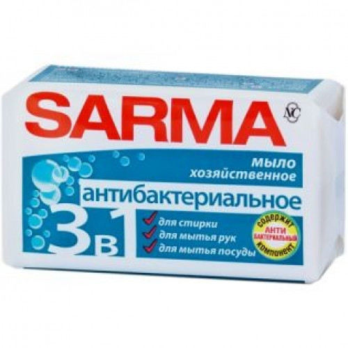 Хозяйственное мыло Sarma (Сарма) с антибактериальным эффектом, 140 г Хозяйственное мыло Sarma (Сарма) с антибактериальным эффектом, 140 г