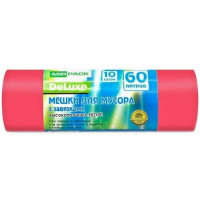 Мешки для мусора с завязками ПВД MirPack (МирПак) Deluxe, Красные, 60 л, 35 мкм, 10 шт Мешки для мусора с завязками ПВД MirPack (МирПак) Deluxe, Красные, 60 л, 35 мкм, 10 шт