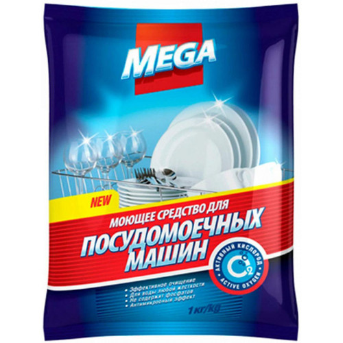 Моющее средство для посудомоечных машин Mega, пакет, 1 кг Моющее средство для посудомоечных машин Mega, пакет, 1 кг