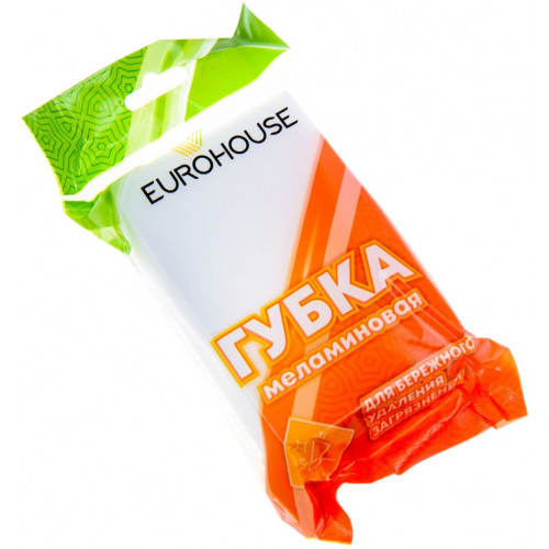 Губка Eurohouse (Еврохаус) Еврохаус Меламин, 10х6х2,5 см, 2шт Губка Eurohouse (Еврохаус) Еврохаус Меламин, 10х6х2,5 см, 2шт