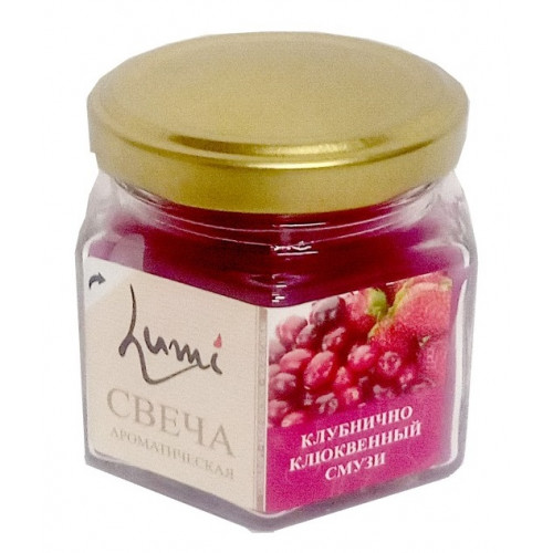 Свеча ароматическая Lumi Смузи клубника-клюква, банка 120 г Свеча ароматическая Lumi Смузи клубника-клюква, банка 120 г