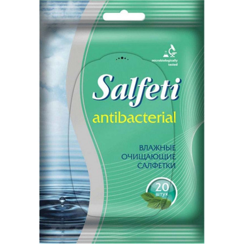 Салфетки влажные очищающие антибактериальные Salfeti (Салфети) Antibacterial с экстрактом листьев чайного дерева, 20 шт Салфетки влажные очищающие антибактериальные Salfeti (Салфети) Antibacterial с экстрактом листьев чайного дерева, 20 шт
