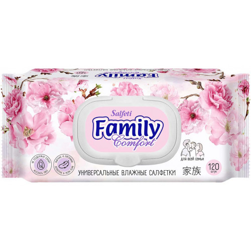 Салфетки влажные очищающие универсальные Salfeti Family Comfort, 120 шт Салфетки влажные очищающие универсальные Salfeti Family Comfort, 120 шт
