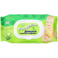 Детские влажные салфетки Pamperino с экстрактом алоэ вера, пластиковый клапан, 50 шт Детские влажные салфетки Pamperino с экстрактом алоэ вера, пластиковый клапан, 50 шт