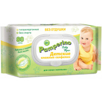 Детские влажные салфетки Pamperino с экстрактом алоэ вера, без отдушки, пластиковый клапан, 80 шт Детские влажные салфетки Pamperino с экстрактом алоэ вера, без отдушки, пластиковый клапан, 80 шт