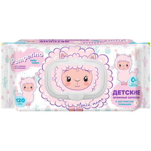 Детские влажные салфетки Pamperino alpaca mama Mix с экстрактом ромашки, пластиковая крышка, 120 шт Детские влажные салфетки Pamperino alpaca mama Mix с экстрактом ромашки, пластиковая крышка, 120 шт