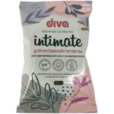 Салфетки влажные для интимной гигиены Diva для чувствительной кожи, 20 шт Салфетки влажные для интимной гигиены Diva для чувствительной кожи, 20 шт