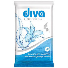 Салфетки влажные очищающие универсальные Diva Universal, 20 шт Салфетки влажные очищающие универсальные Diva Universal, 20 шт