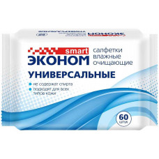 Салфетки влажные очищающие универсальные Эконом Smart, 60 шт Салфетки влажные очищающие универсальные Эконом Smart, 60 шт
