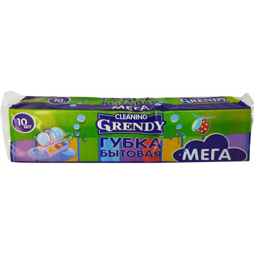 Губка для посуды Grendy (Гренди) Мега, 10 шт Губка для посуды Grendy (Гренди) Мега, 10 шт