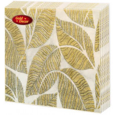 Салфетки сервировочные Gold Decor Золотые листья, 3-слойные, 33х33 см, 20 шт