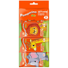 Детские влажные салфетки Pamperino Kids с экстрактом ромашки и витамином Е, mix, 8 шт