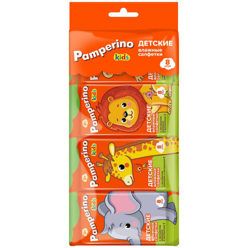 Детские влажные салфетки Pamperino Kids с экстрактом ромашки и витамином Е, mix, 8 шт Детские влажные салфетки Pamperino Kids с экстрактом ромашки и витамином Е, mix, 8 шт