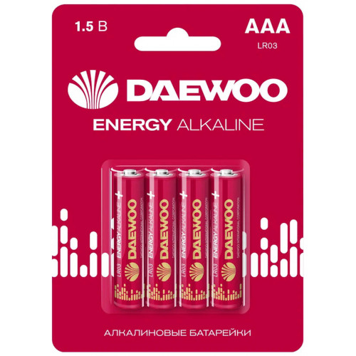 Батарейка алкалиновая (щелочная) Daewoo (Даевоо) Energy Alkaline LR03/4BL, 4 шт Батарейка алкалиновая (щелочная) Daewoo (Даевоо) Energy Alkaline LR03/4BL, 4 шт