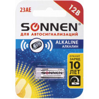 Батарейка алкалиновая для сигнализаций SONNEN Alkaline, 23А (MN21), в блистере, 1 шт Батарейка алкалиновая для сигнализаций SONNEN Alkaline, 23А (MN21), в блистере, 1 шт