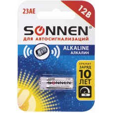 Батарейка алкалиновая для сигнализаций SONNEN Alkaline, 23А (MN21), в блистере, 1 шт Батарейка алкалиновая для сигнализаций SONNEN Alkaline, 23А (MN21), в блистере, 1 шт