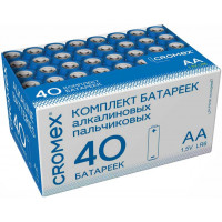 Батарейки алкалиновые пальчиковые Cromex Alkaline, АА (LR6,15А), в коробке, комплект 40 шт Батарейки алкалиновые пальчиковые Cromex Alkaline, АА (LR6,15А), в коробке, комплект 40 шт