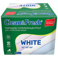 Порошок для стирки белого белья Clean&Fresh, суперконентрат, 900 г Порошок для стирки белого белья Clean&Fresh, суперконентрат, 900 г