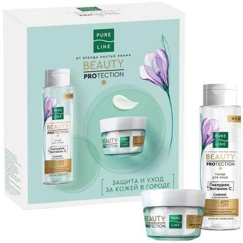 Подарочный набор для женщин Чистая линия Beauty Protection, крем-флюид для лица 45 мл и тонер для лица 190 мл Подарочный набор для женщин Чистая линия Beauty Protection, крем-флюид для лица 45 мл и тонер для лица 190 мл